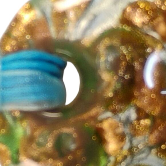 ART GLASS PENDANT NECKLACE ROPE CIRCLE HEART SWIRL GLITTER HANDMADE - Picture 5 of 15